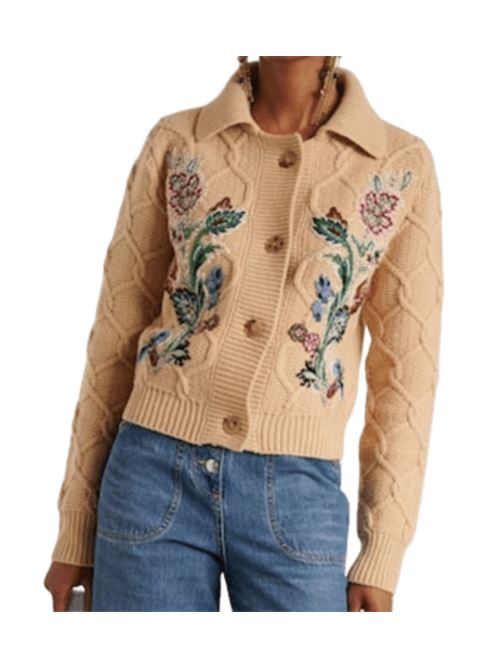 Cardigan da donna in misto lana e cashmere, ricamato a mano, colore beige ETRO | WRKP0007AV706M3791